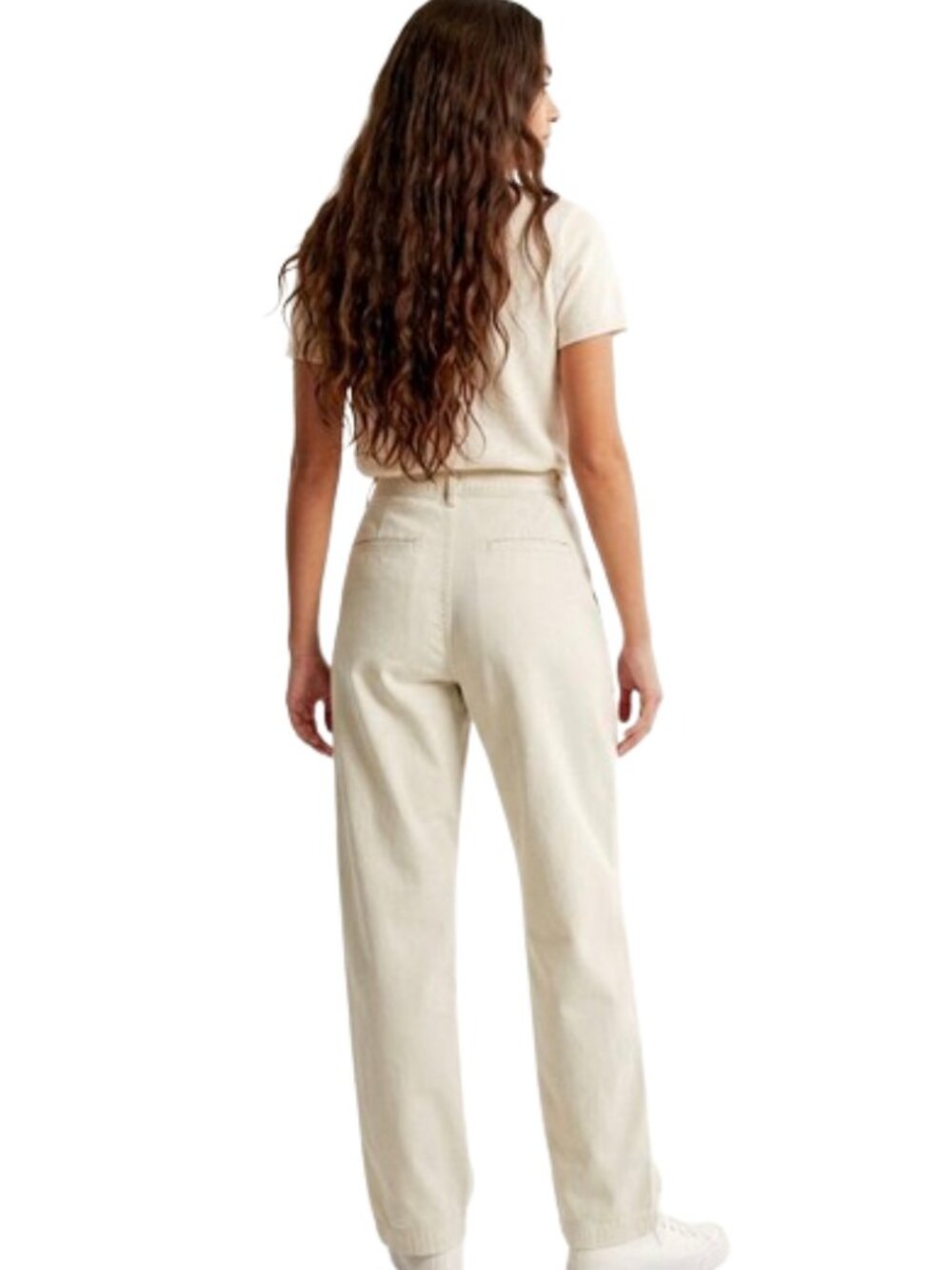 Free People Khaki Trousers Barrel Baggy Relaxed Carpenter Pleated Cotton sz 2